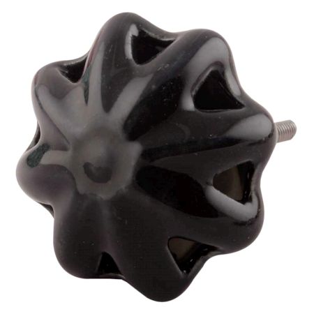 Black Daffodil Ceramic Flower Dresser Knobs Online